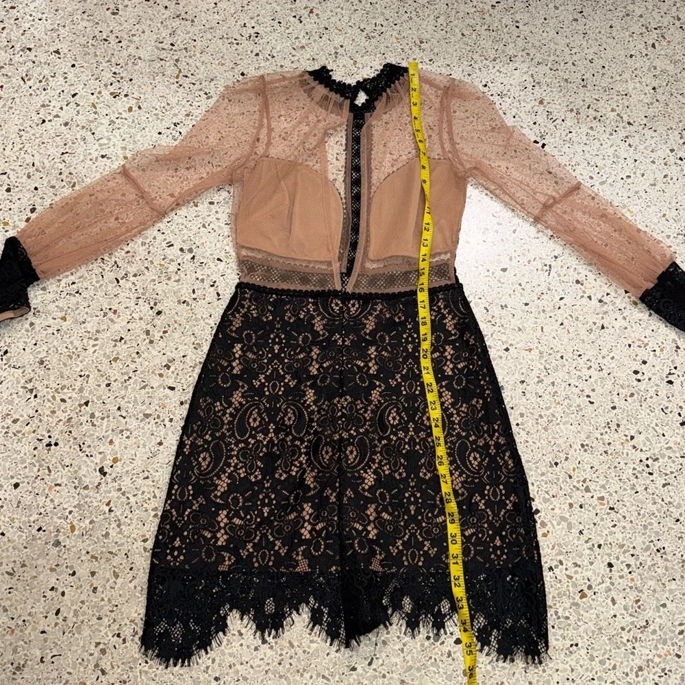For Love & Lemons black Vivian nude lace mini dress small s revolve - Picture 6 of 8